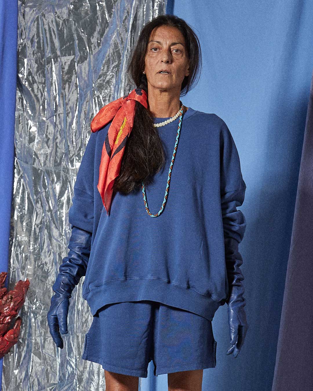 Short in felpa blu navy