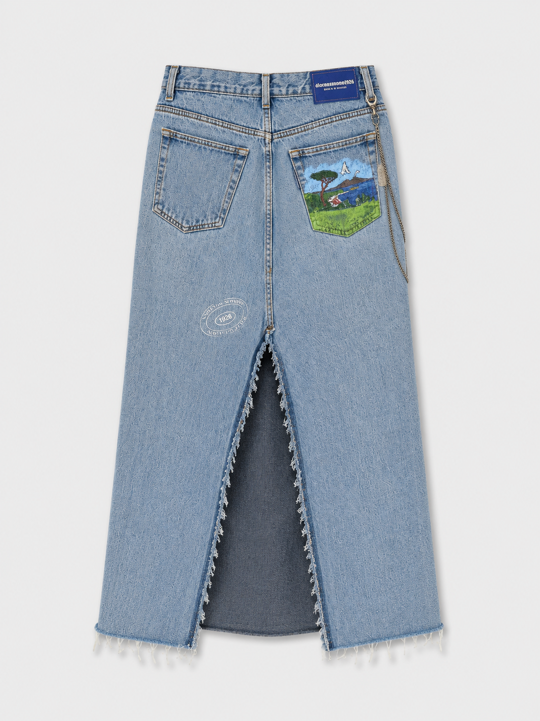 Denim skirt with lace