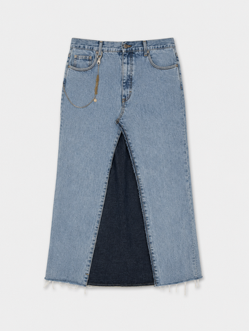 Denim skirt with lace