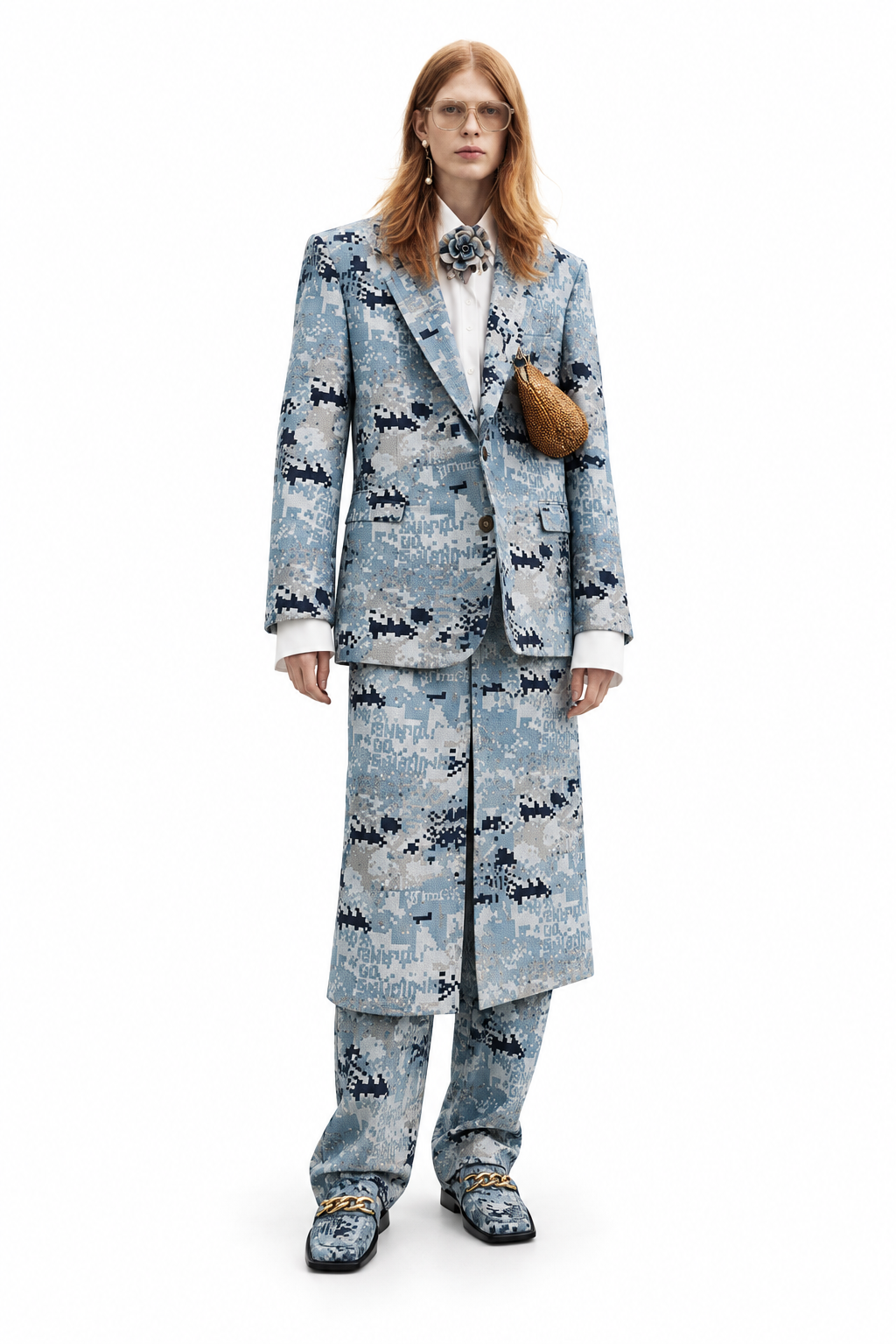 Jupe jacquard matercamo bleue clair