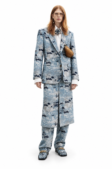 Jupe jacquard matercamo bleue clair