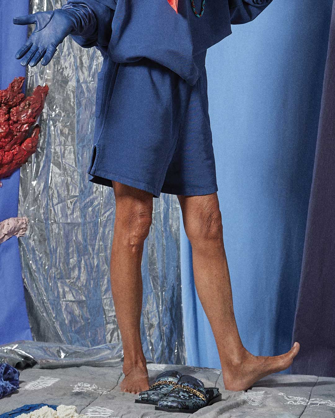 Short in felpa blu navy