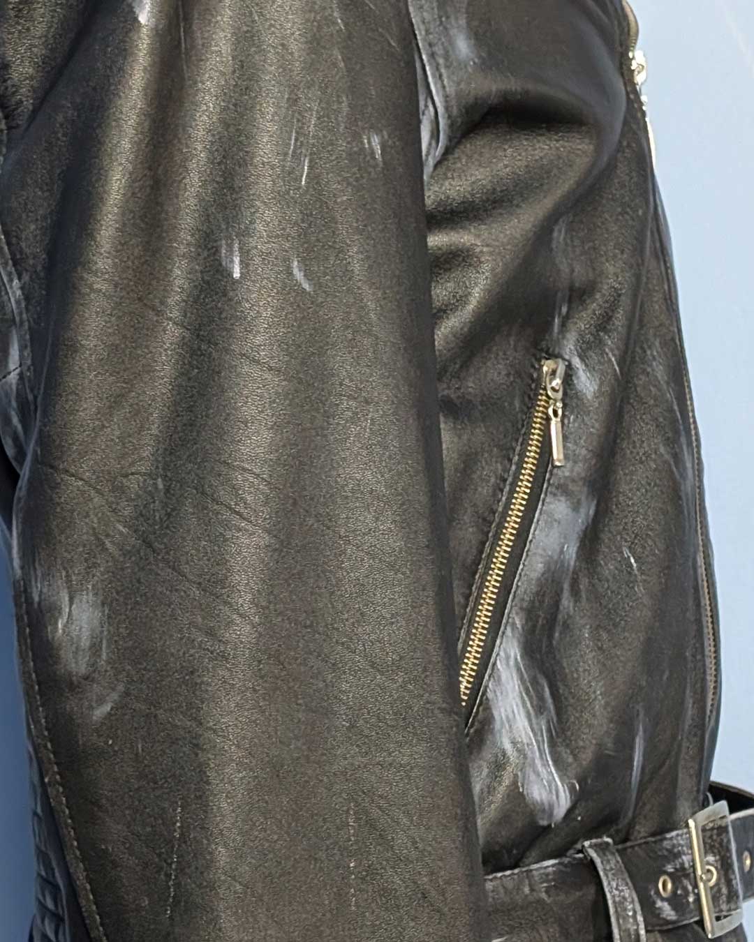 Blouson motard enduit bleu ciel