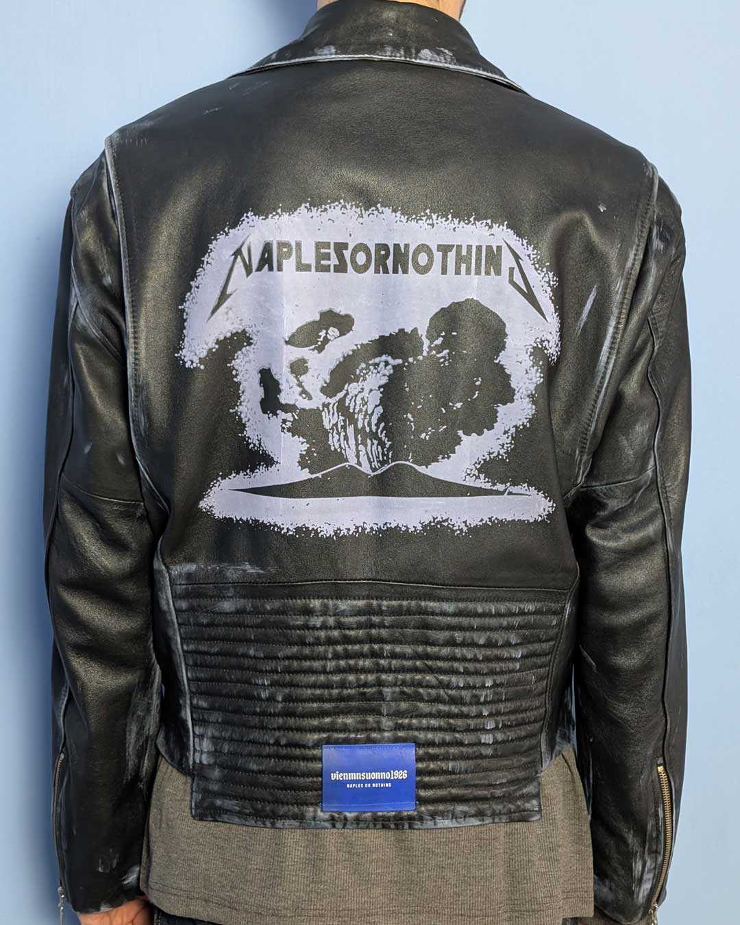 Biker jacket spalmata azzurro