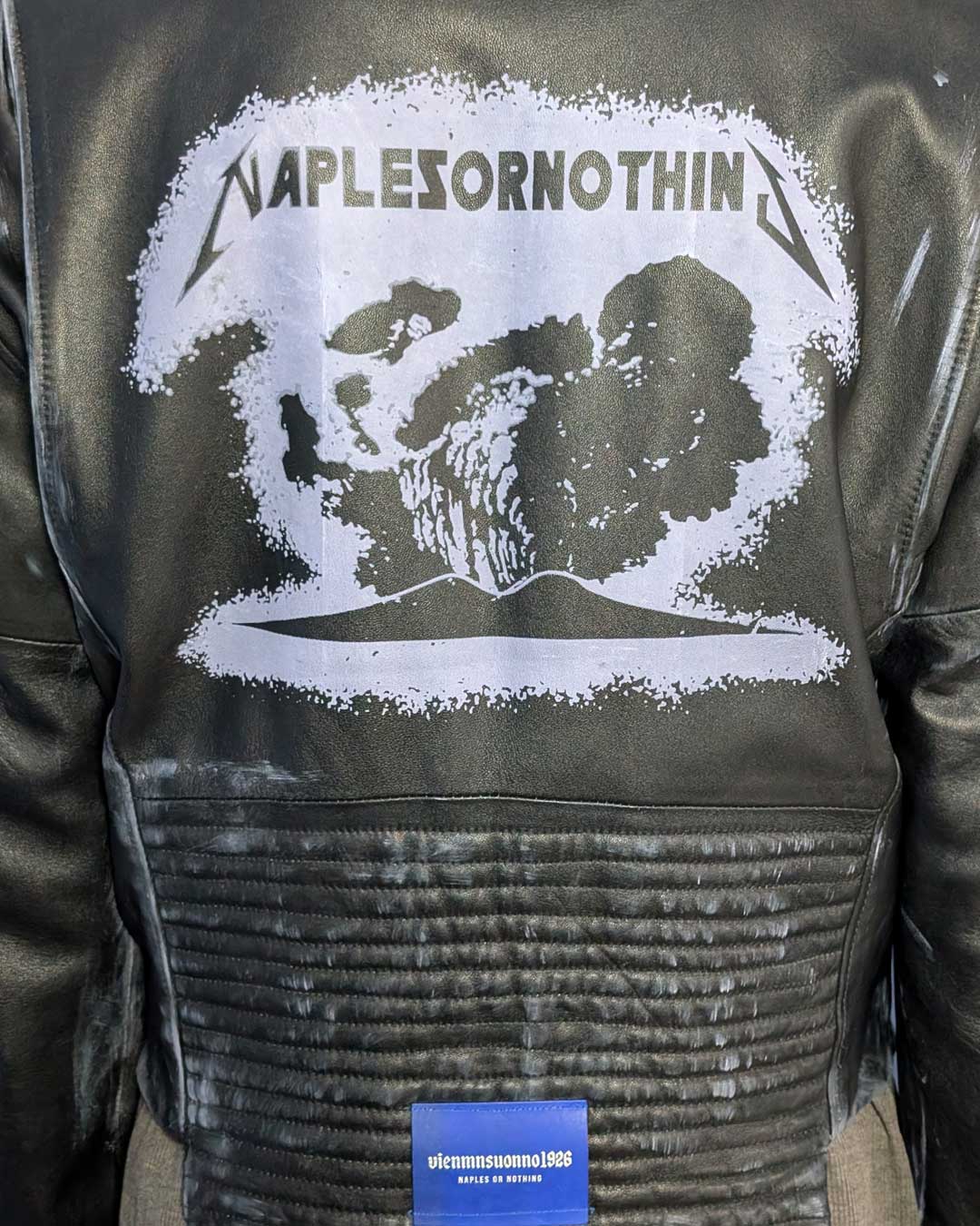 Biker jacket spalmata azzurro