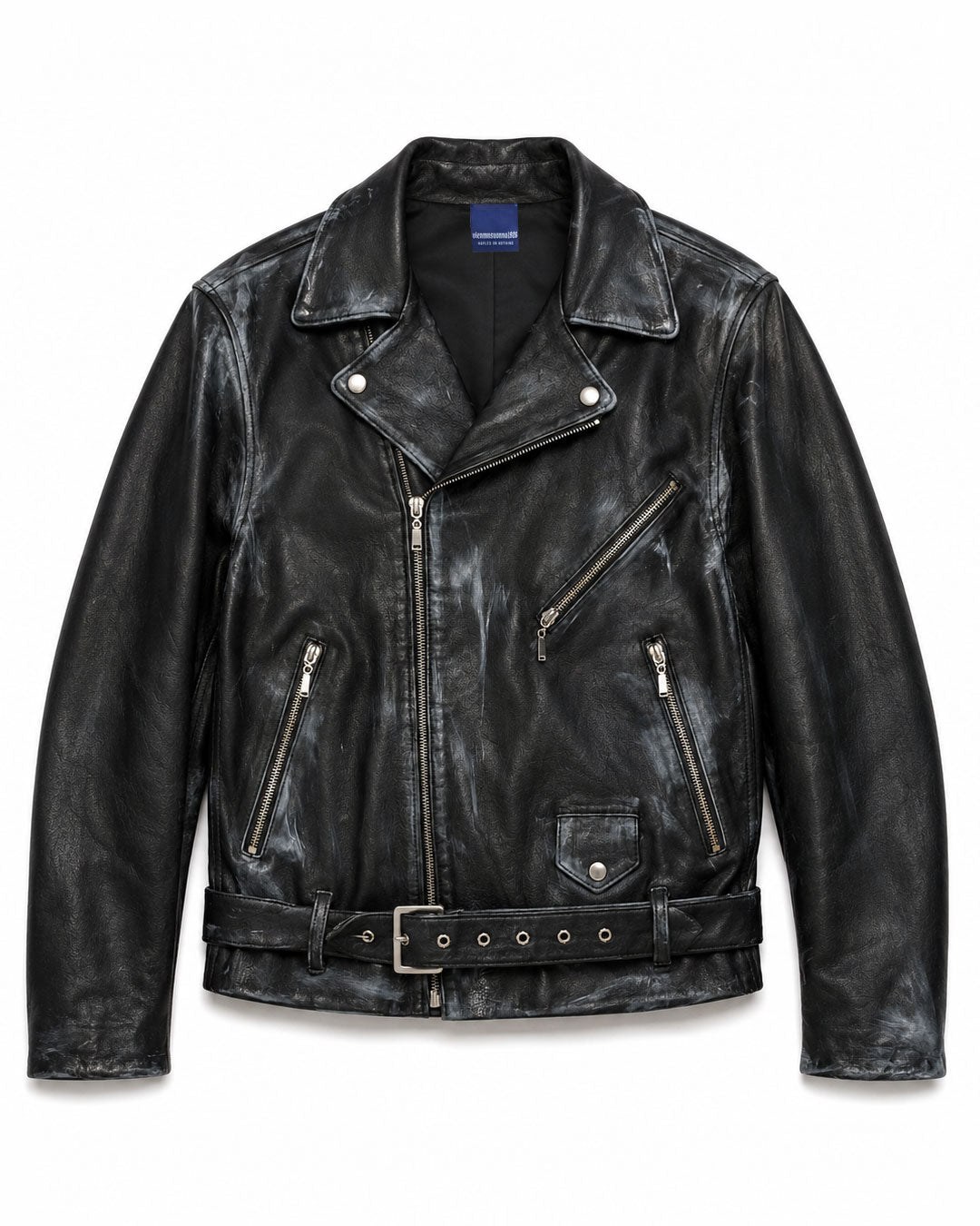 Biker jacket spalmata azzurro