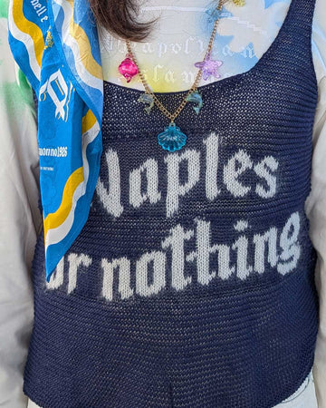 Canotta blu navy mesh lino