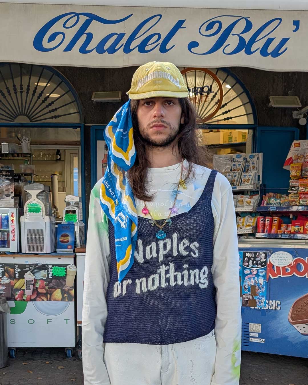 Canotta blu navy mesh lino