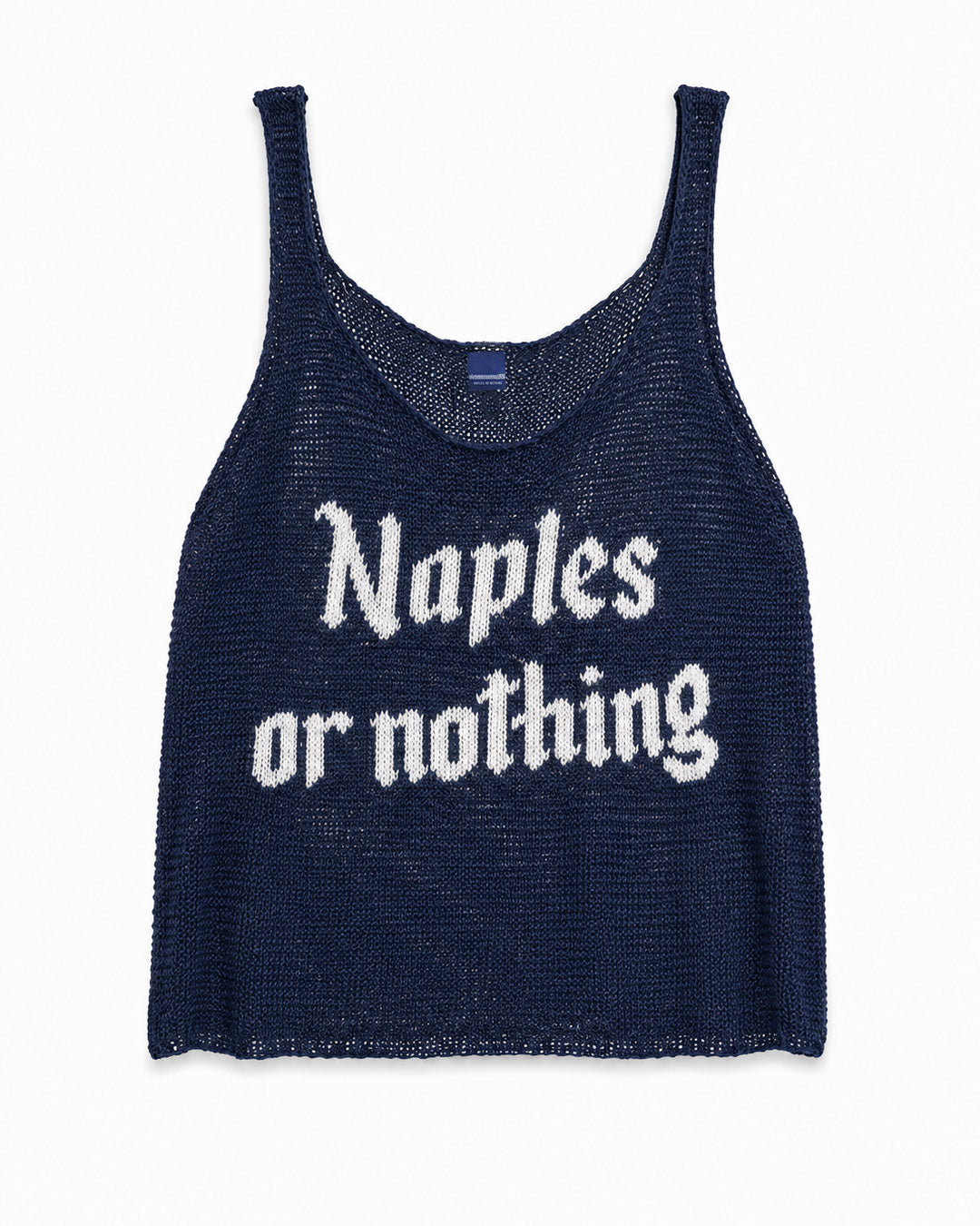 Navy blue mesh linen tank top