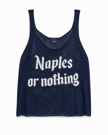 Navy blue mesh linen tank top