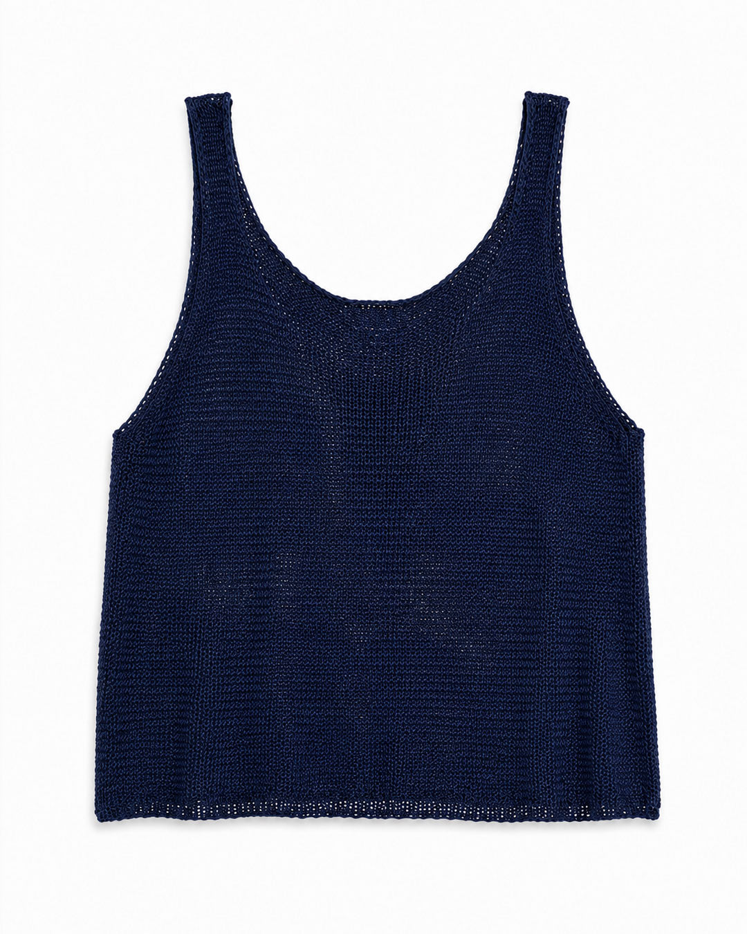 Navy blue mesh linen tank top