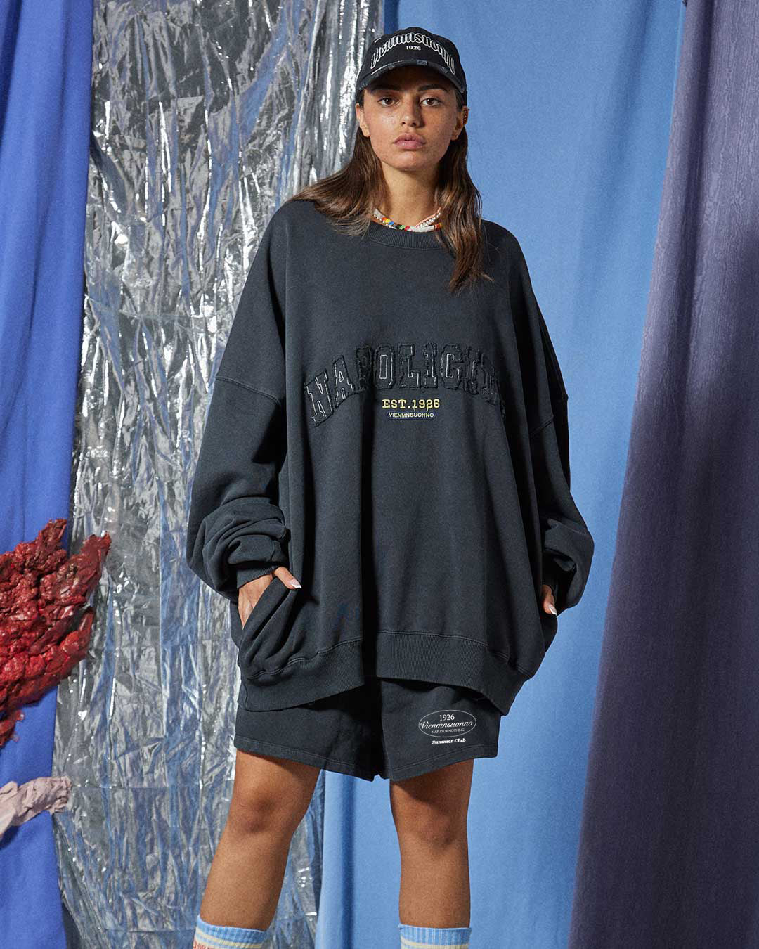 Short en molleton vintage noir