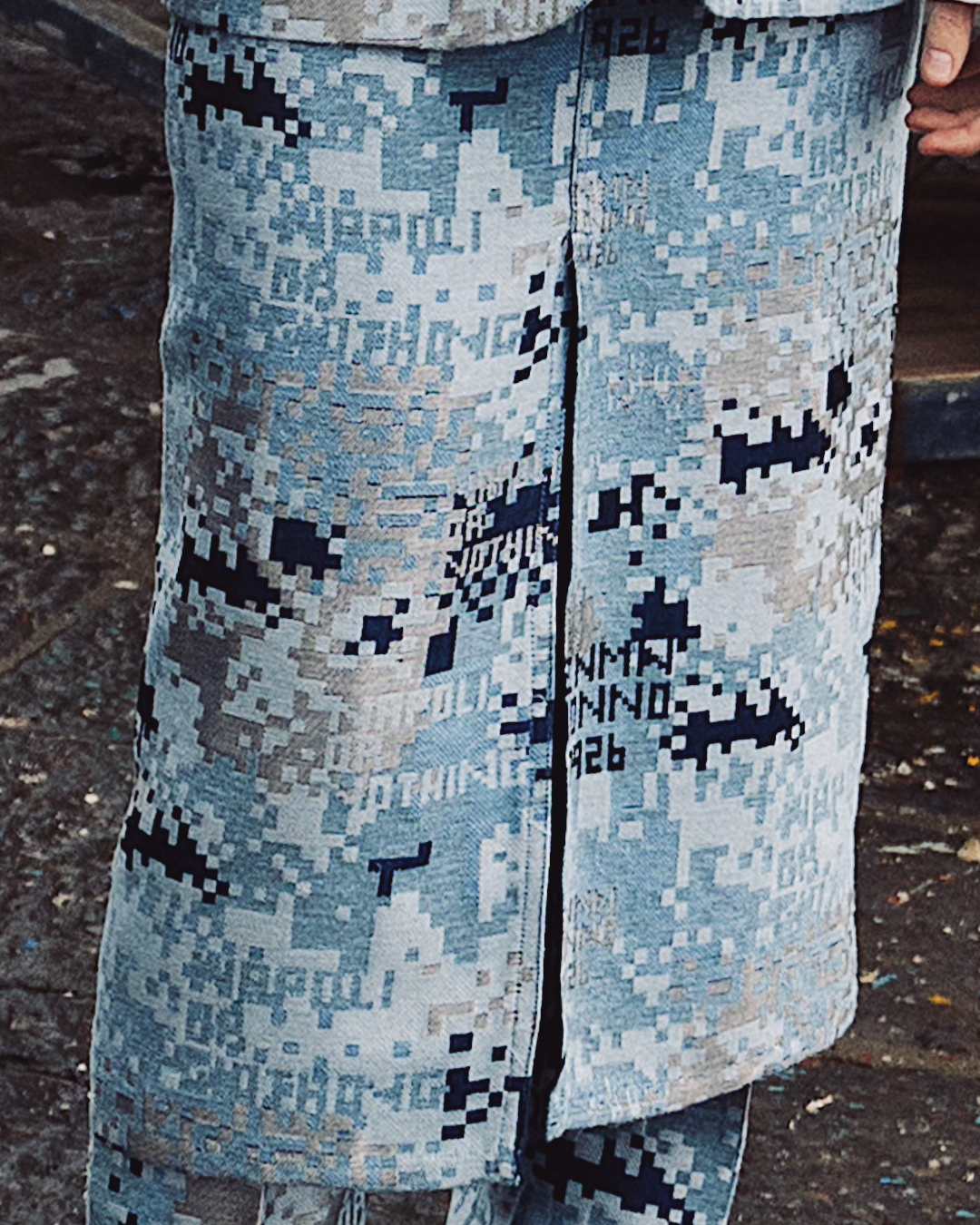 Gonna jacquard matercamo azzurra