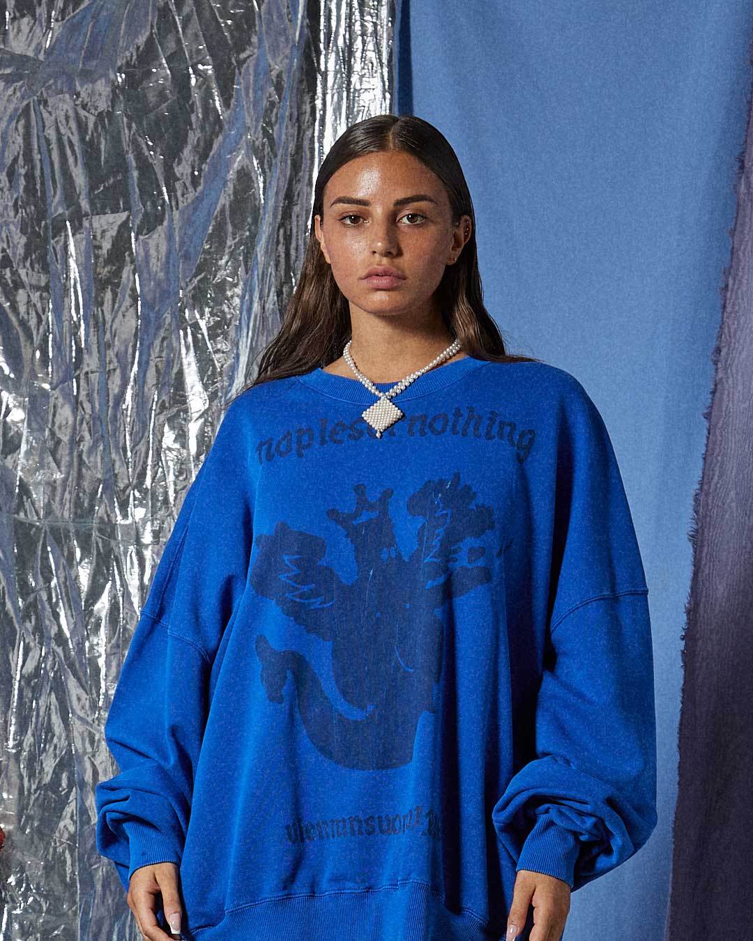 Super blue graffiti mermaid sweatshirt