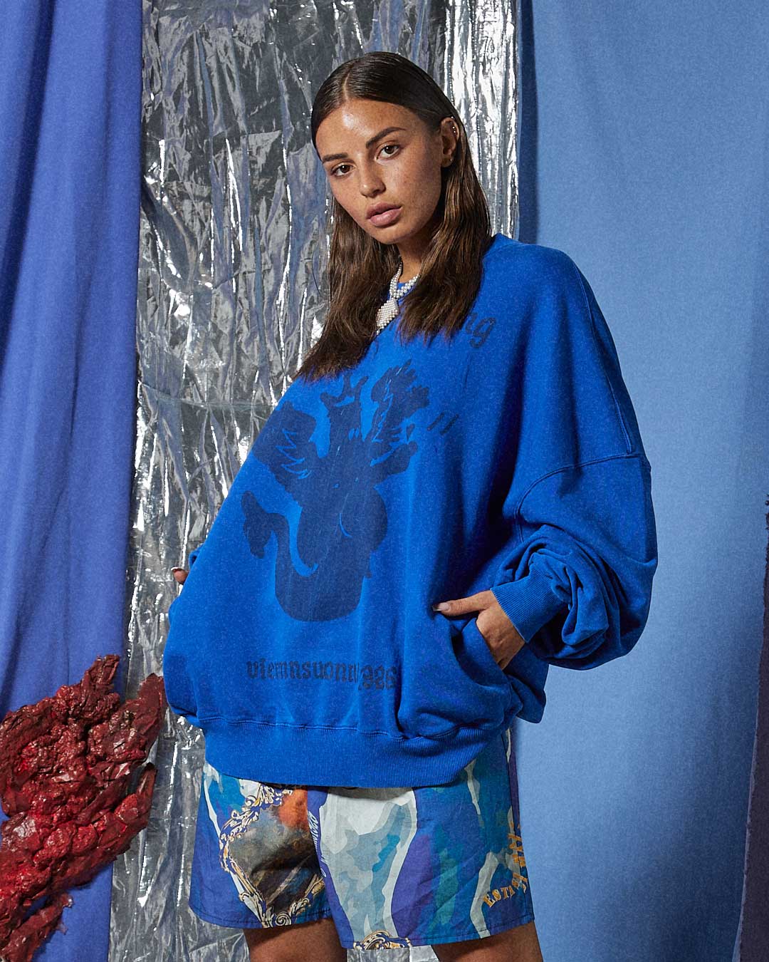 Super blue graffiti mermaid sweatshirt