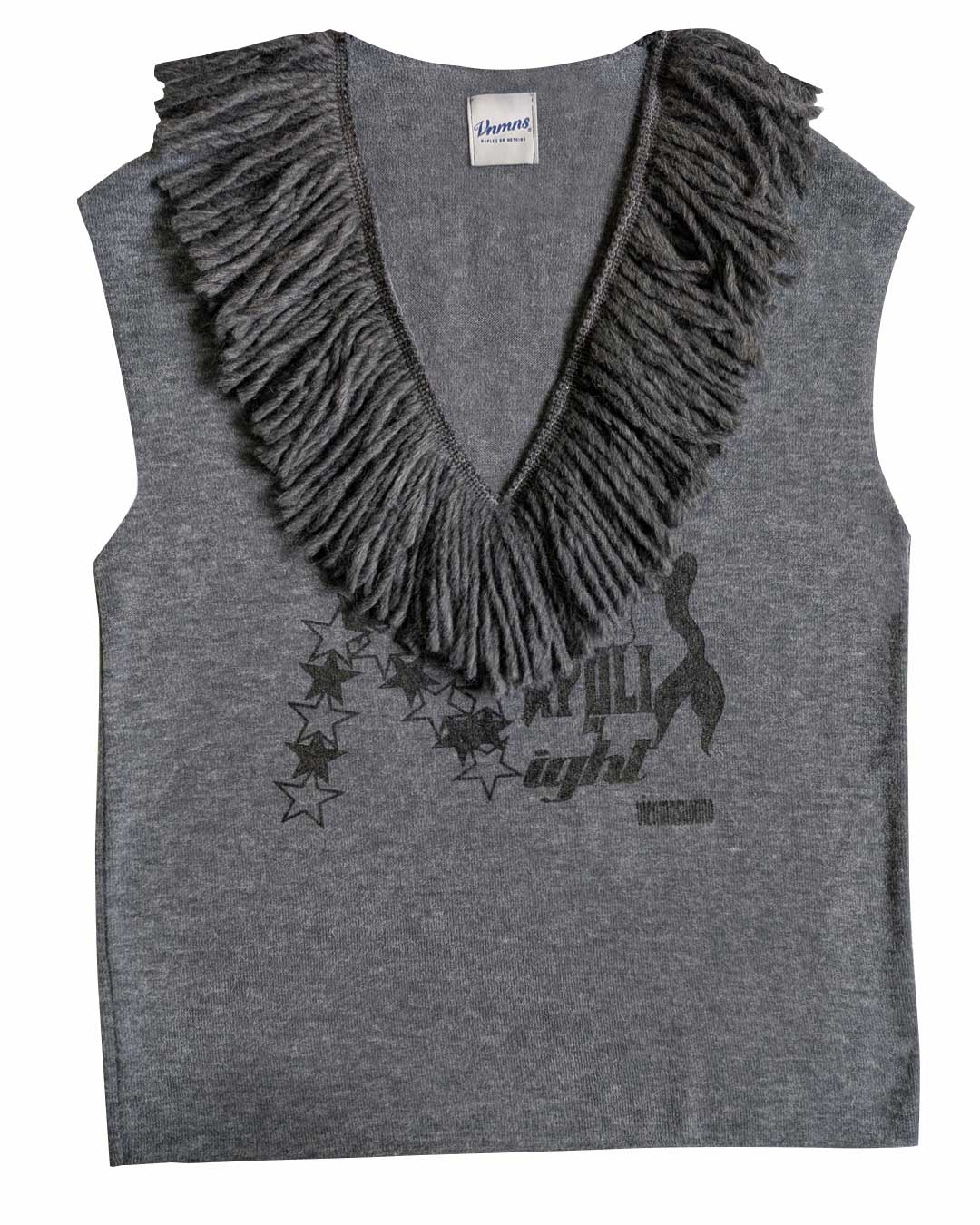 Gilet grigio frange