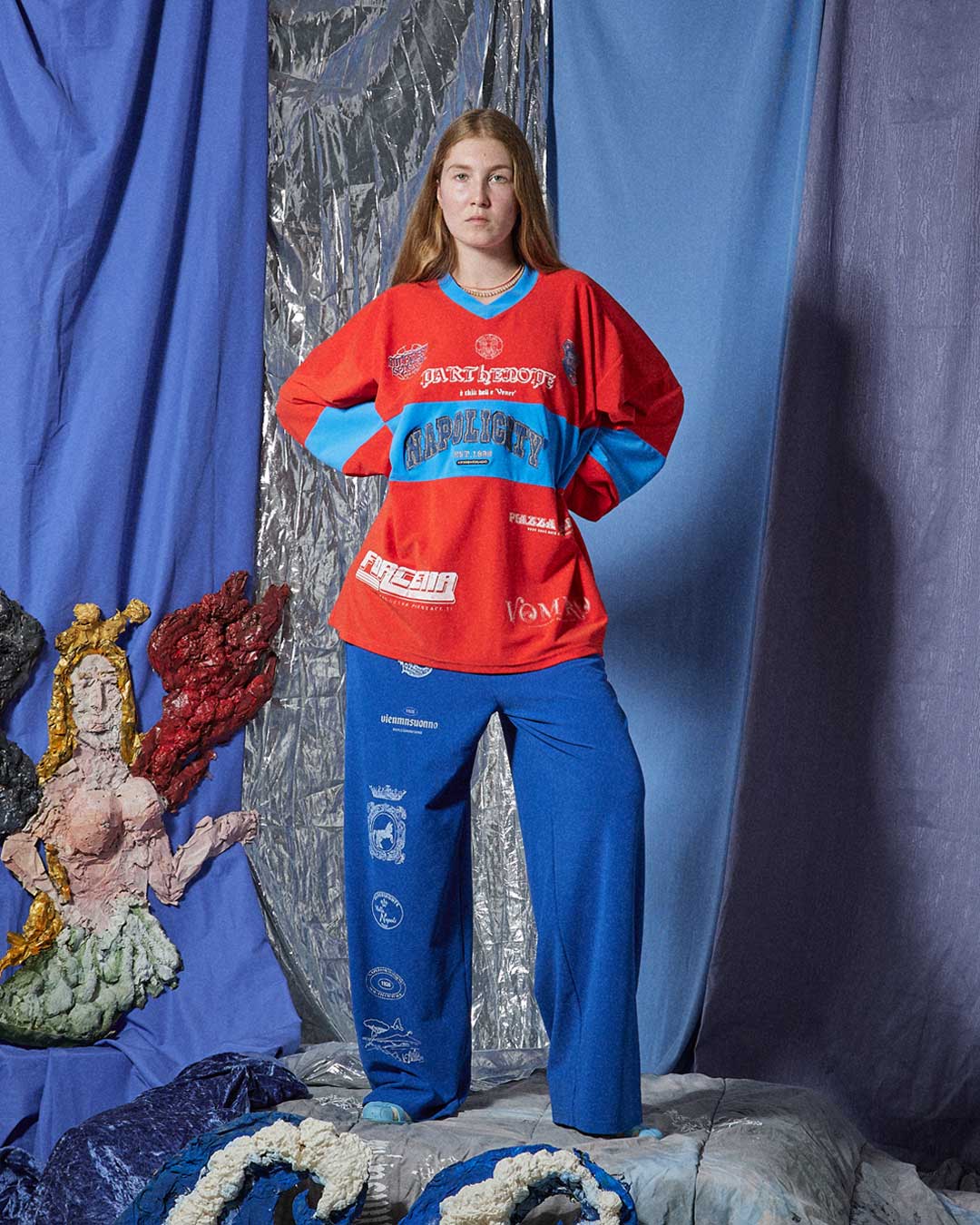 Pantaloni in spugna blu