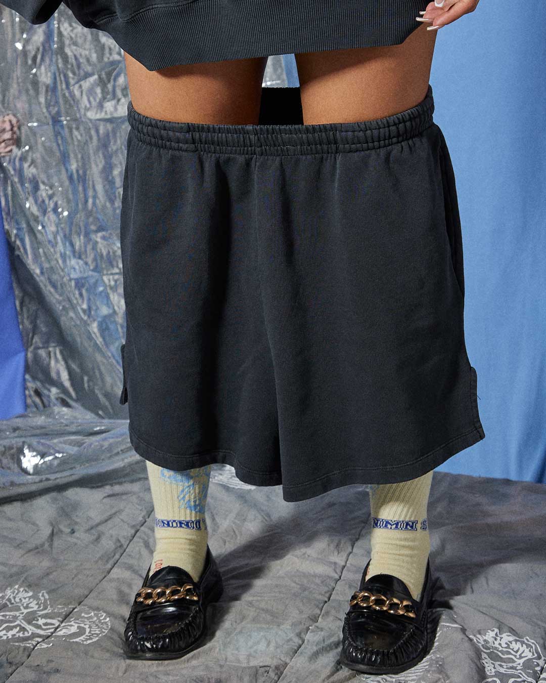 Short in felpa vintage black