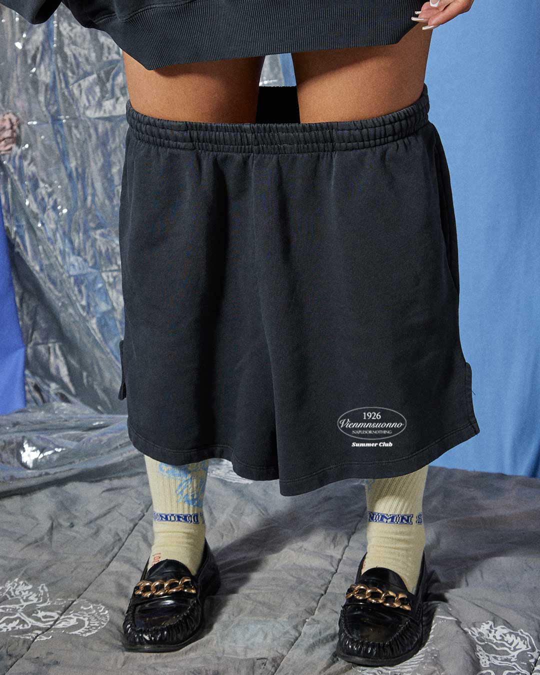 Short en molleton vintage noir