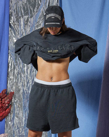 Short in felpa vintage black