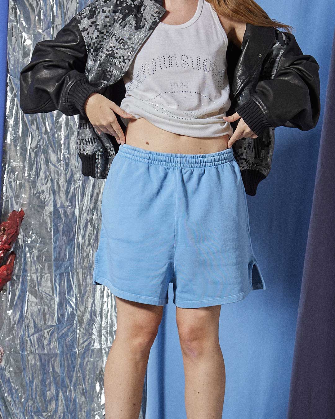 Short in felpa azzurro napoli