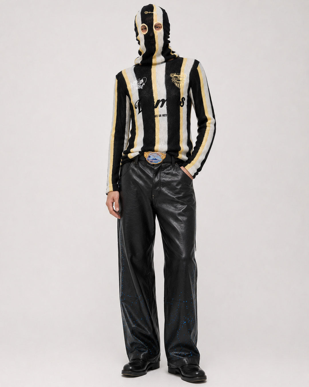 Pantalone baggy in pelle
