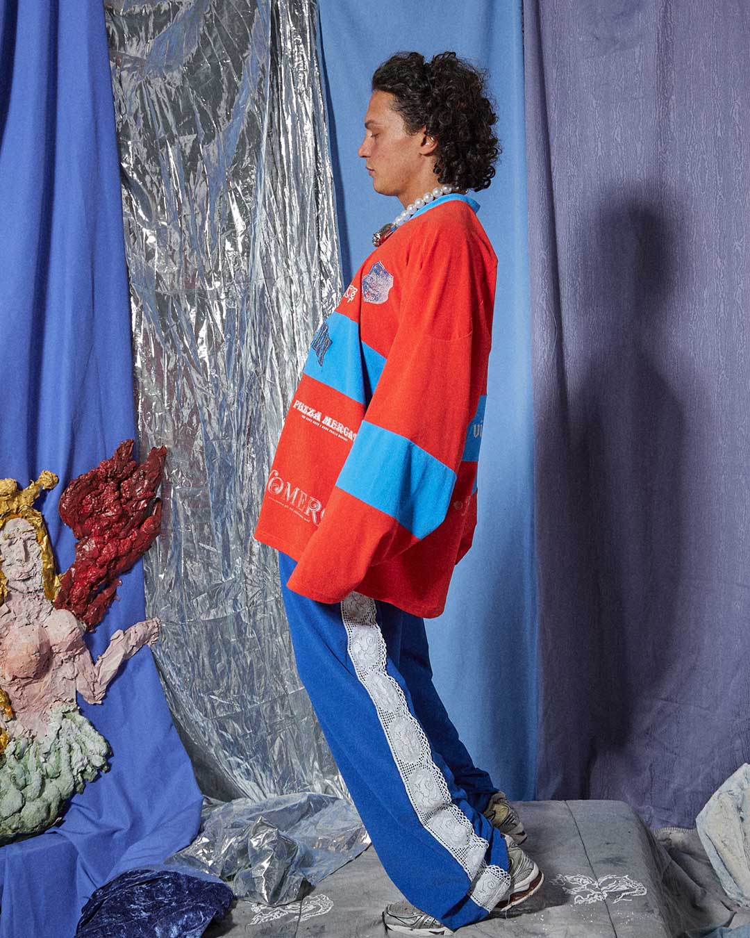 Pantaloni in spugna blu