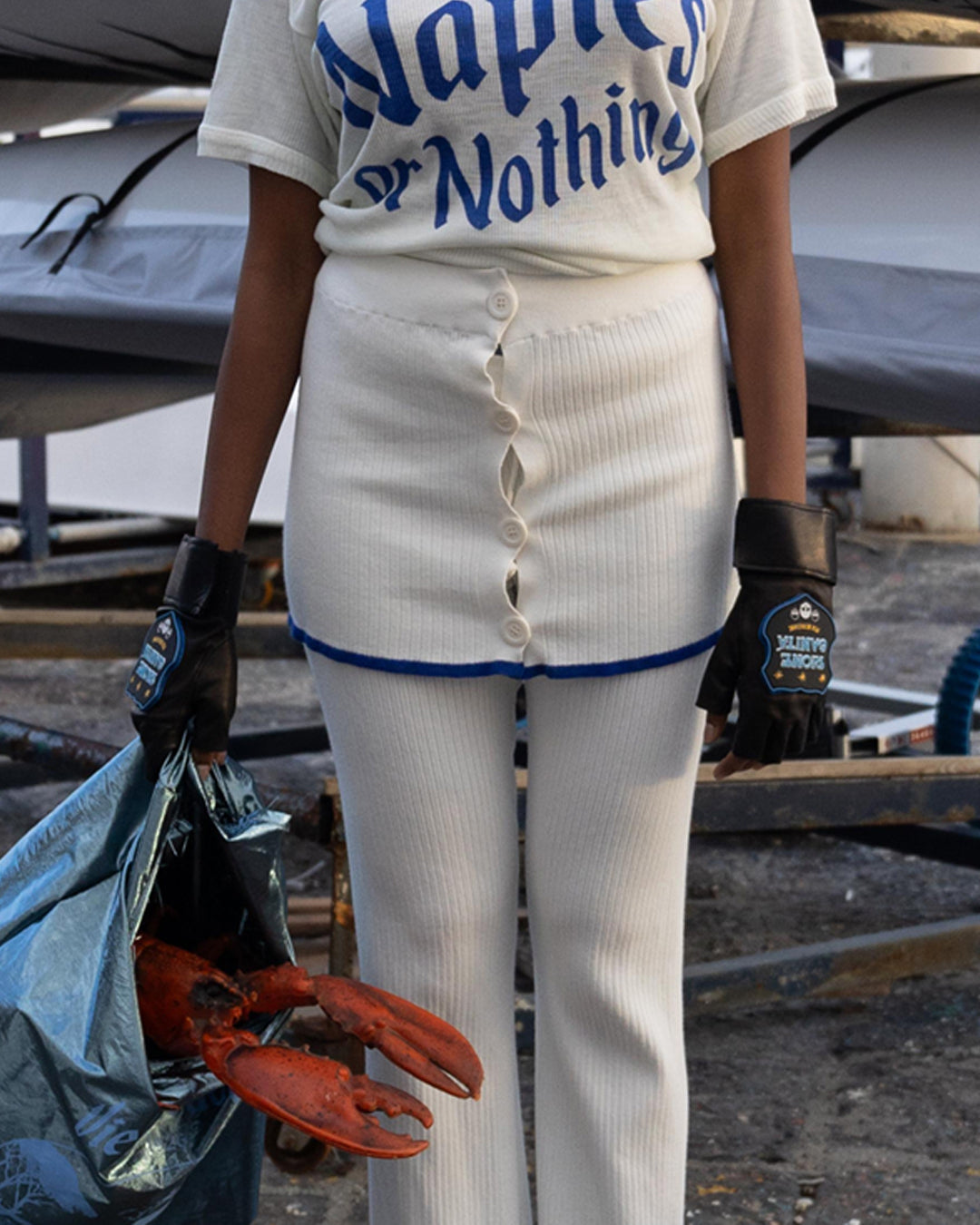 Pantalone a coste con gonna