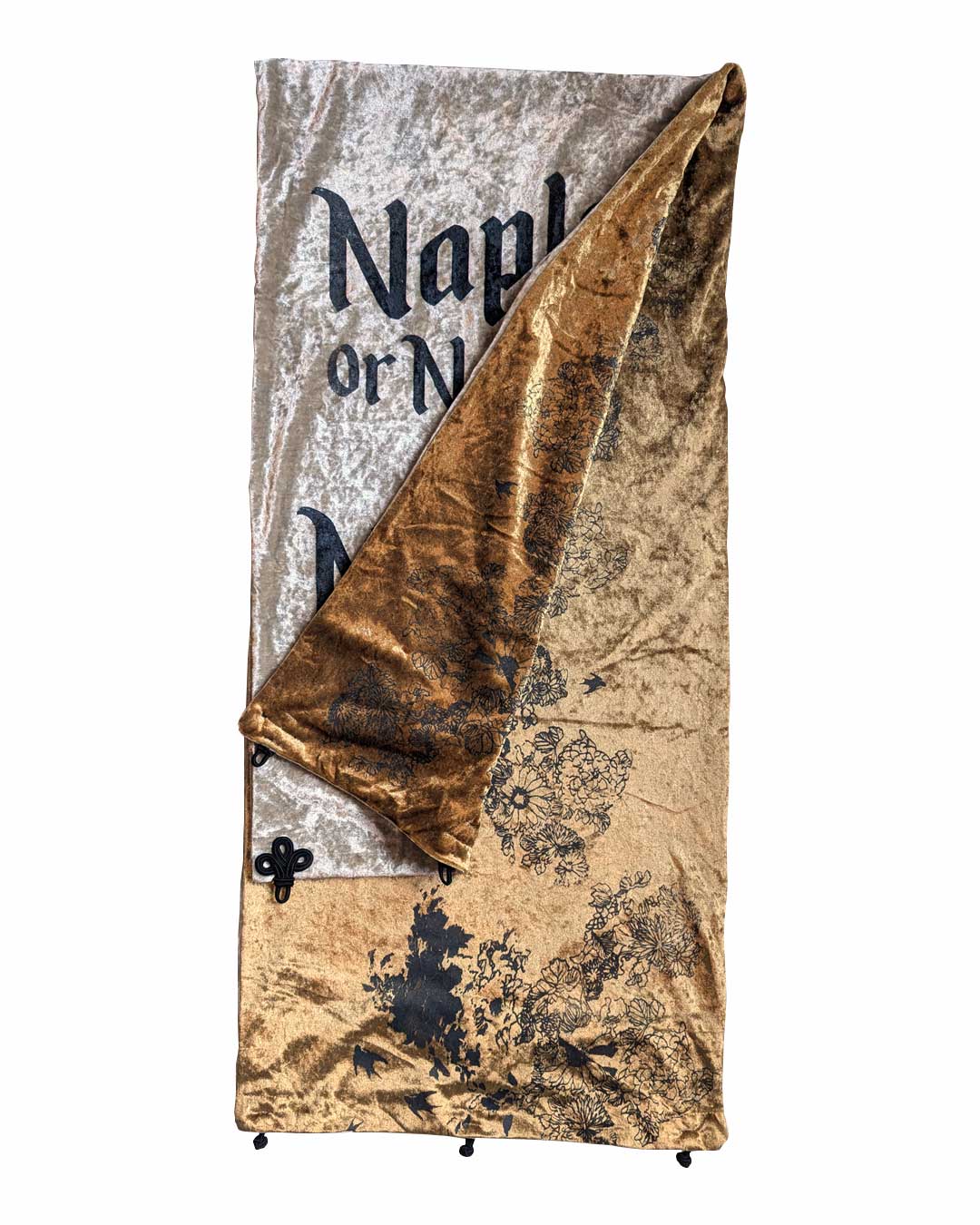 Maxi double-faced velvet scarf in cream and gold