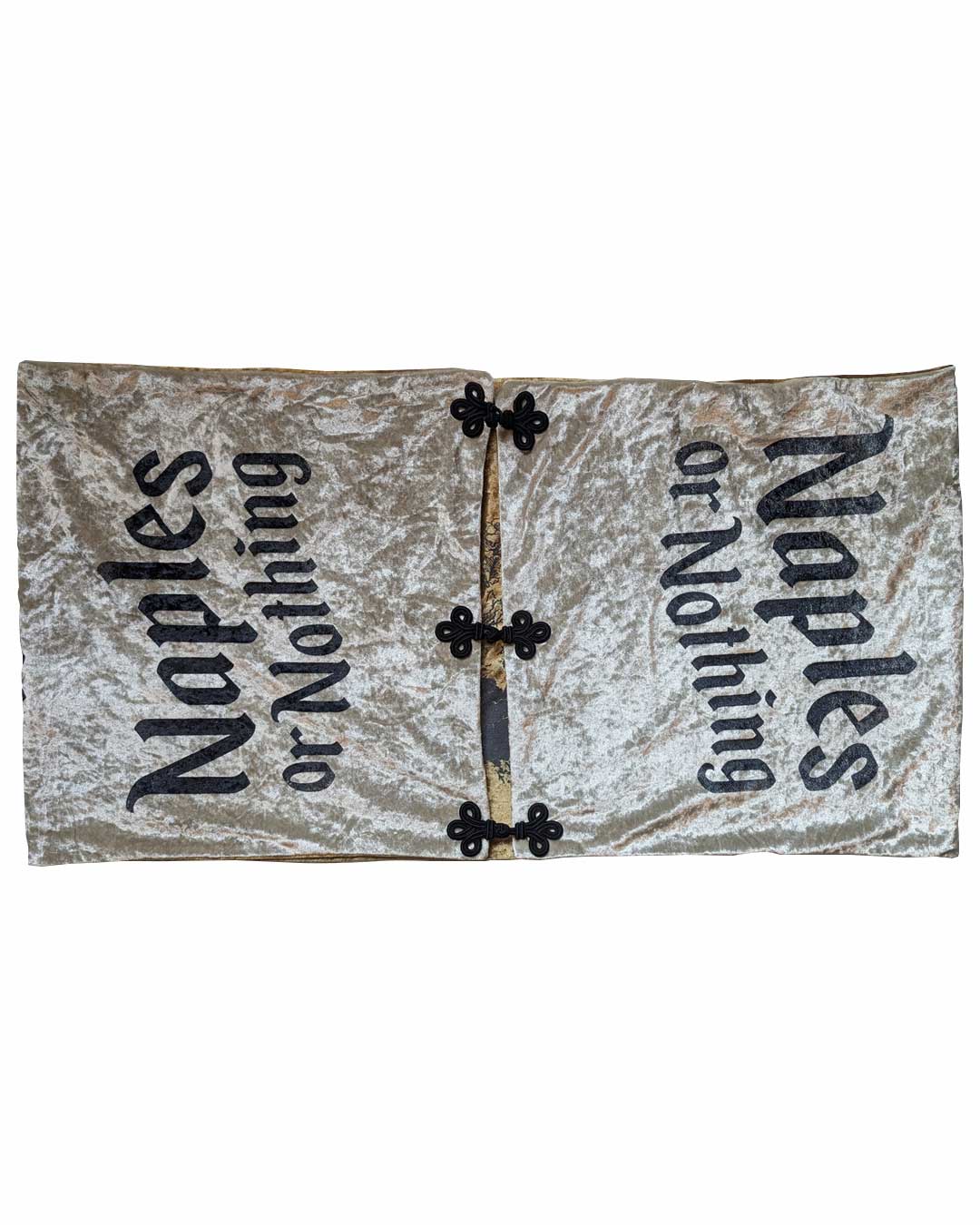 Maxi double-faced velvet scarf in cream and gold