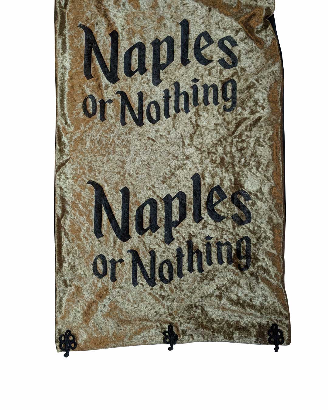 Maxi double-faced velvet scarf in black and gold