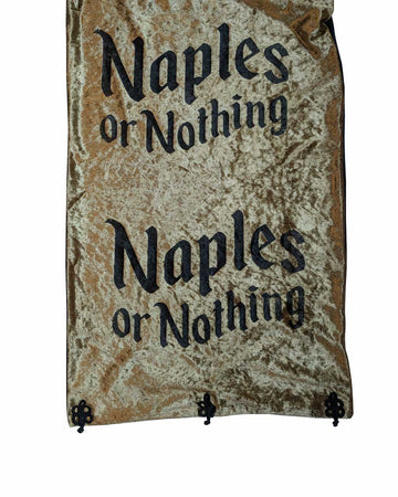 Maxi double-faced velvet scarf in black and gold