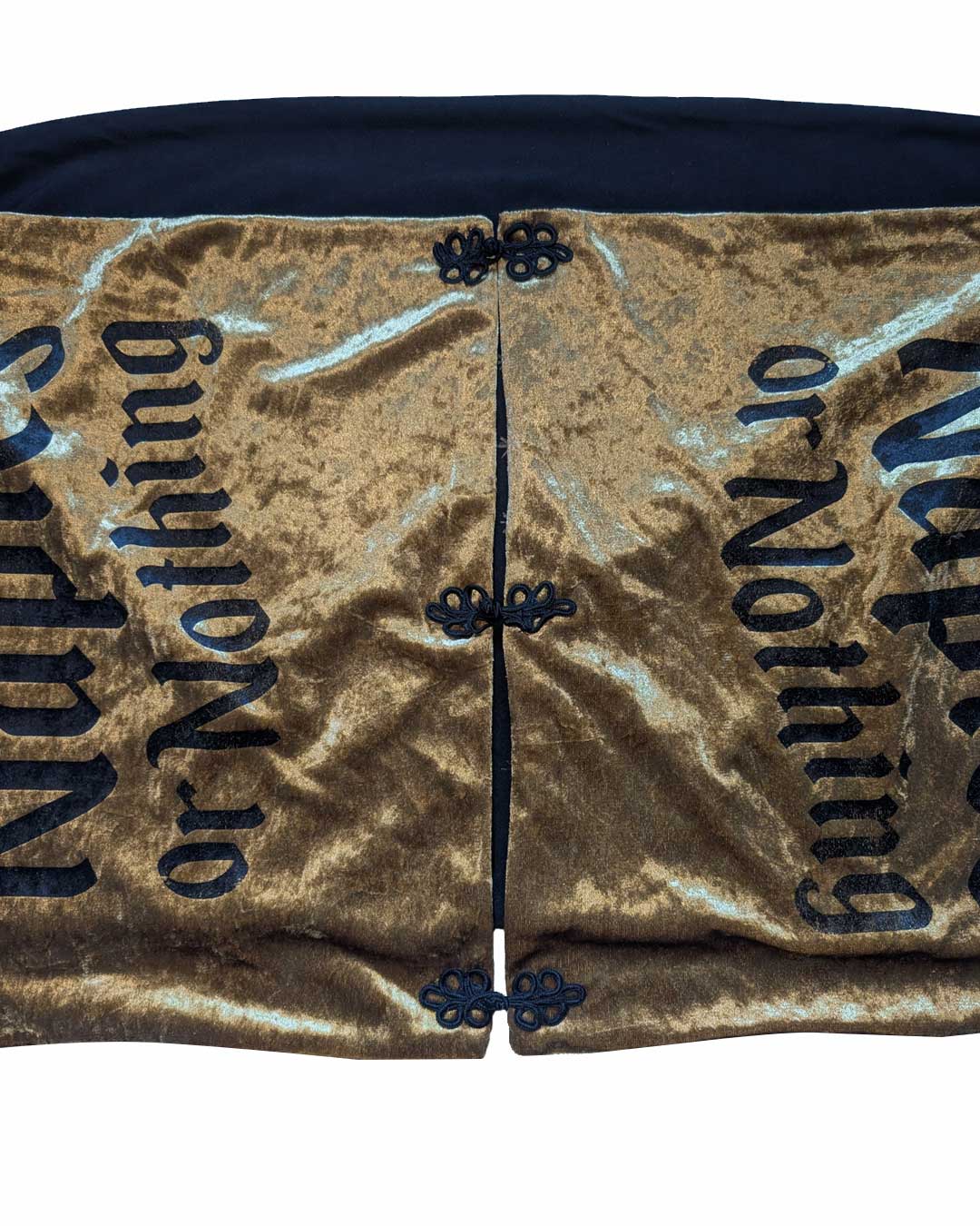 Maxi double-faced velvet scarf in black and gold