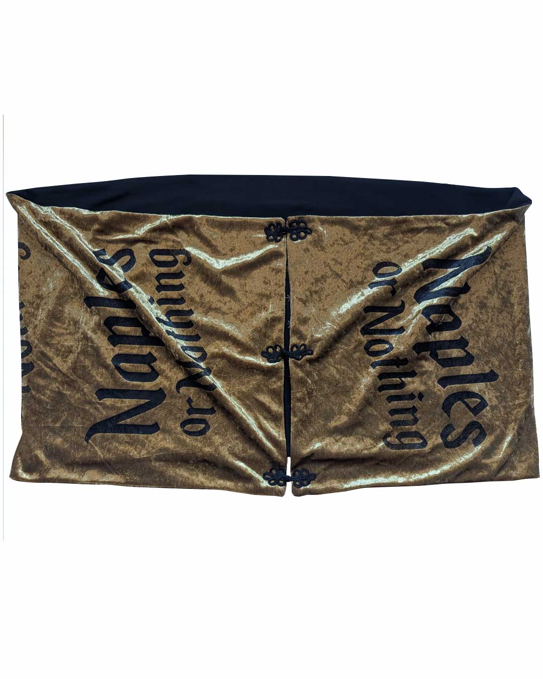 Maxi sciarpa in velluto double face nero e oro