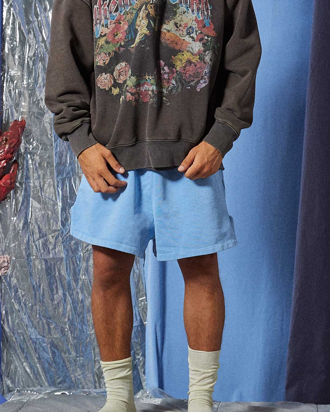 Short in felpa azzurro napoli