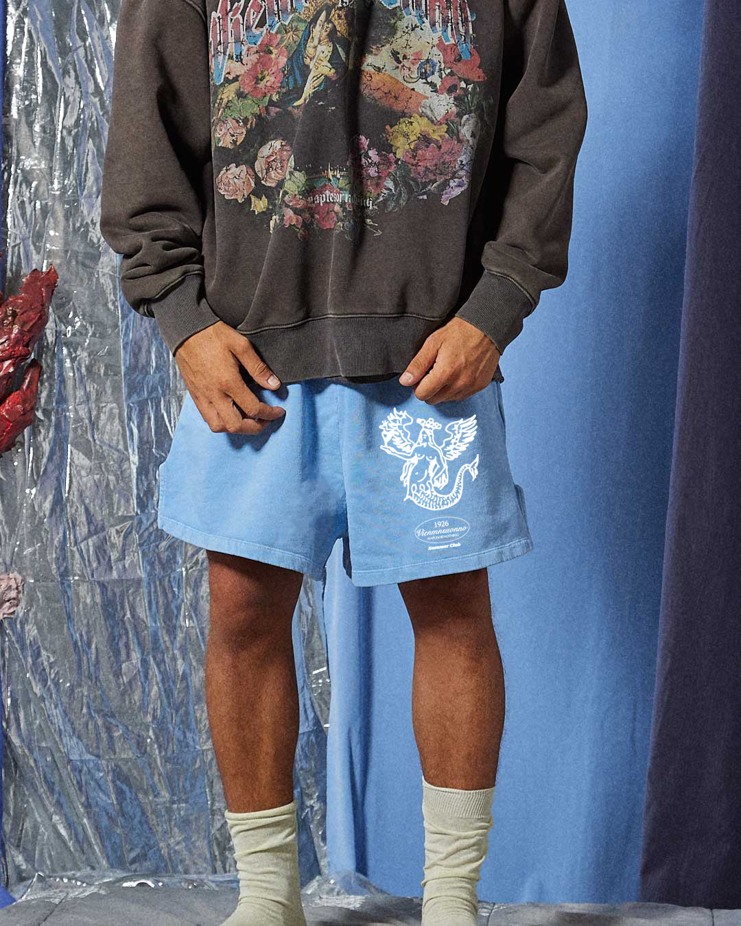 Short en molleton bleu Napoli