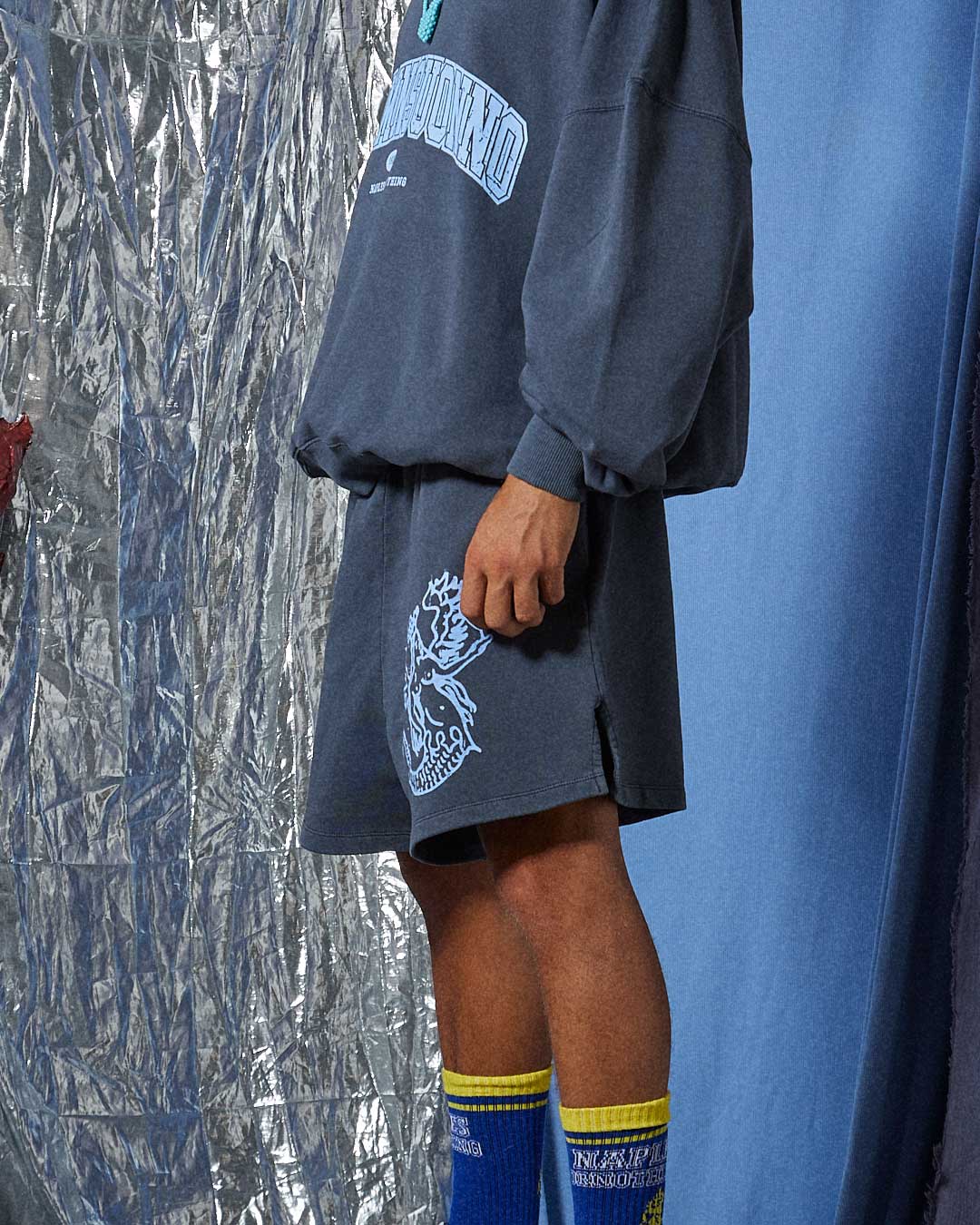 Short in felpa periscope con stampa