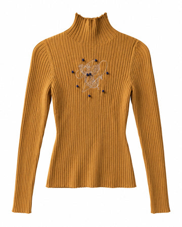 Turtleneck a coste con ricamo sirena